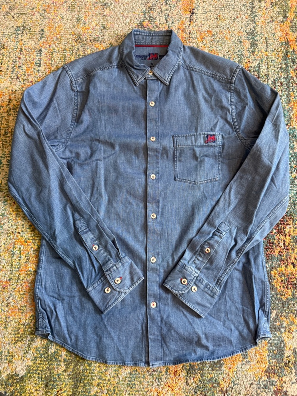 Johnston & Murphy Denim Casual Button Down Shirt